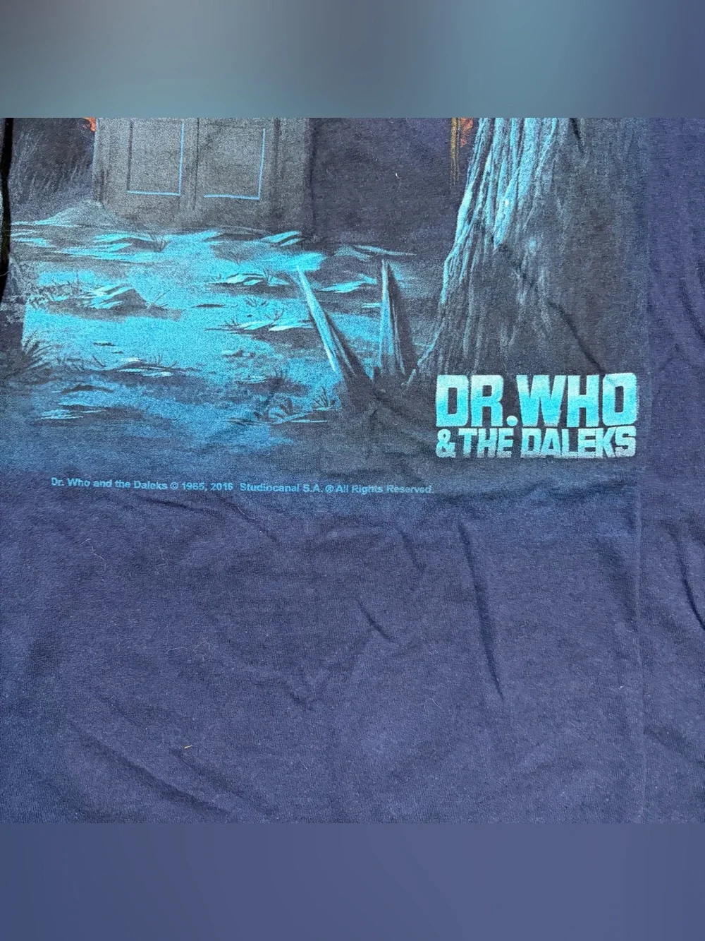 Dr. Who & The Daleks Blue Graphic Print T-Shirt Men’s Size Large